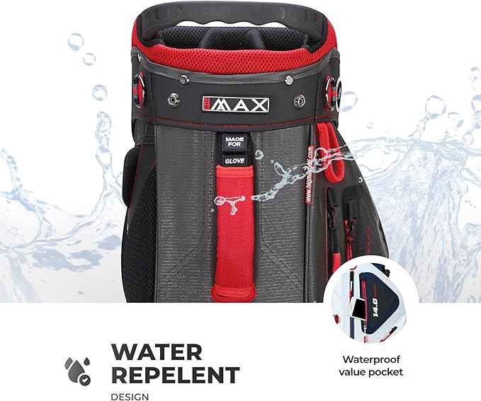 BIG MAX Dri Lite Hybrid Golf Bag | Water-repellent | Lightweight | Waterproof Value Pocket | 14-Way-Divider | Cooler Pocket | Leg Lock System | Umbrella Holder | Towel Holder | Stand Bag and Carry Bag