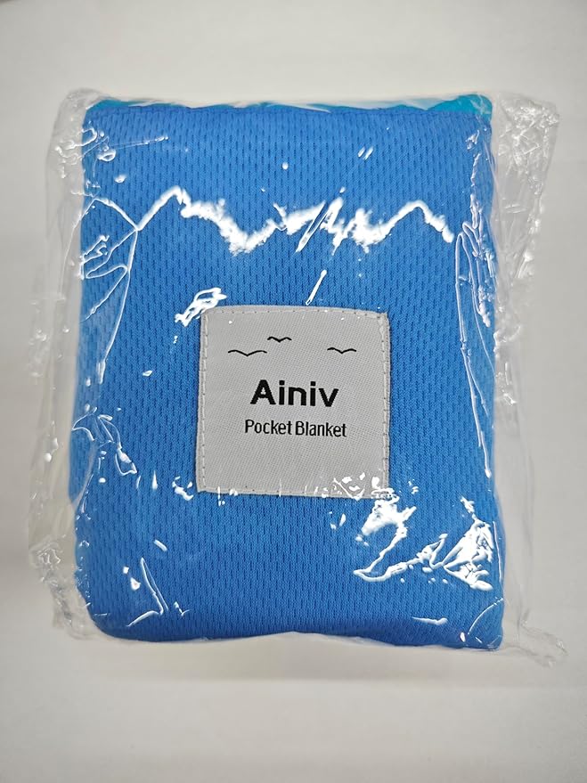 Picnic Blanket, Mini Pocket Beach Mat 55.1 x 70.8IN (3-5 People) Foldable, Lightweight Waterproof Sand Free, Foldable Thin Ground Sheet for Outdoor Camping Hiking Travel - with Hand Strap