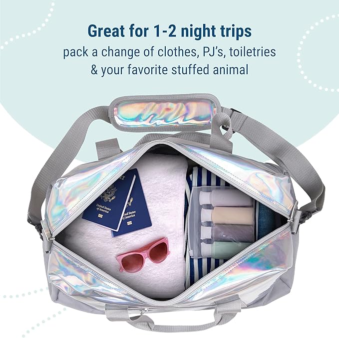 Wildkin Kids Overnighter Duffel Bag – Carry-On Size, Ideal for School & Sleepovers – Holographic