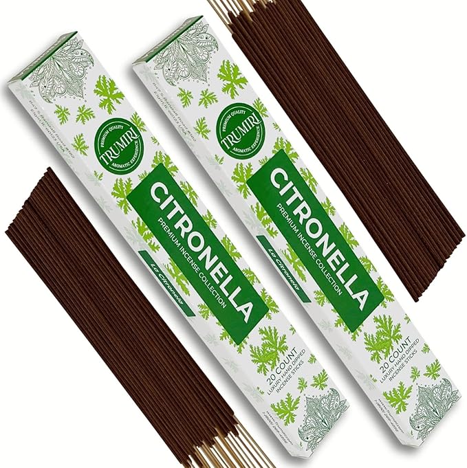 Citronella Incense Sticks for Outdoor Camping - Total 40 Insence-Sticks - Dual Pack of 20 Insense - Inciensos - Inscents - Natural Non Toxic Ingredients - Incents - Incence - Inscense