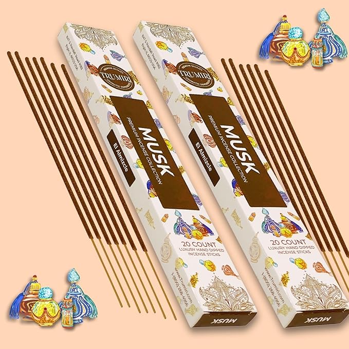 Musk Incense Sticks - Total 40 Insence-Sticks - Dual Pack of 20 Insense - Inciensos - Inscents - Natural Non Toxic Ingredients - Incents - Incence - Inscense - Insents