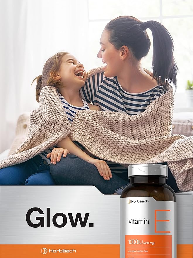 Horbäach Vitamin E 1000 IU Softgel Capsules | 200 Count | Non-GMO, Gluten Free, Preservative Free | Vitamin E Oil