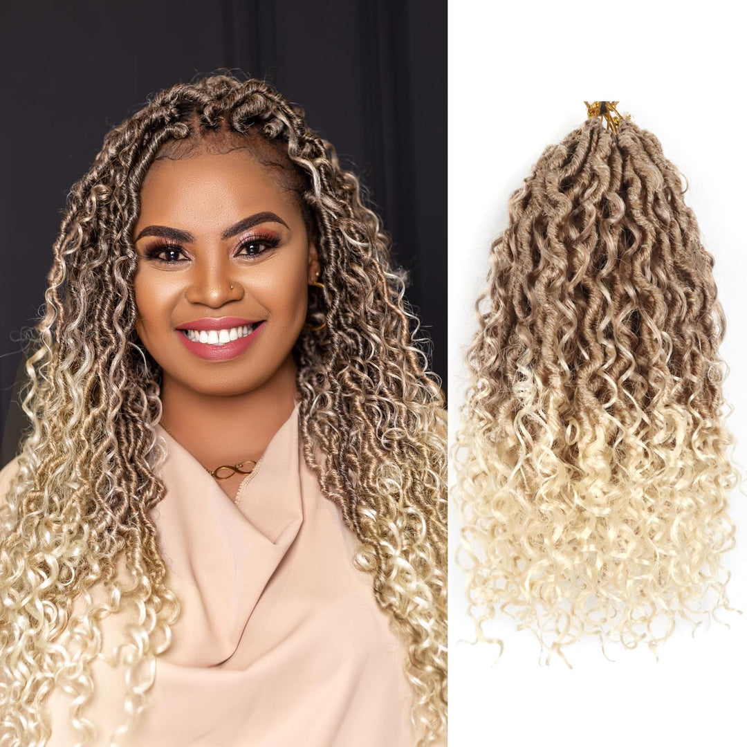 Blonde Crochet Hair Goddess Faux Locs Crochet Hair 10 Inch Short Crochet Hair For Black Women Pre Looped Crochet Locs With Curly