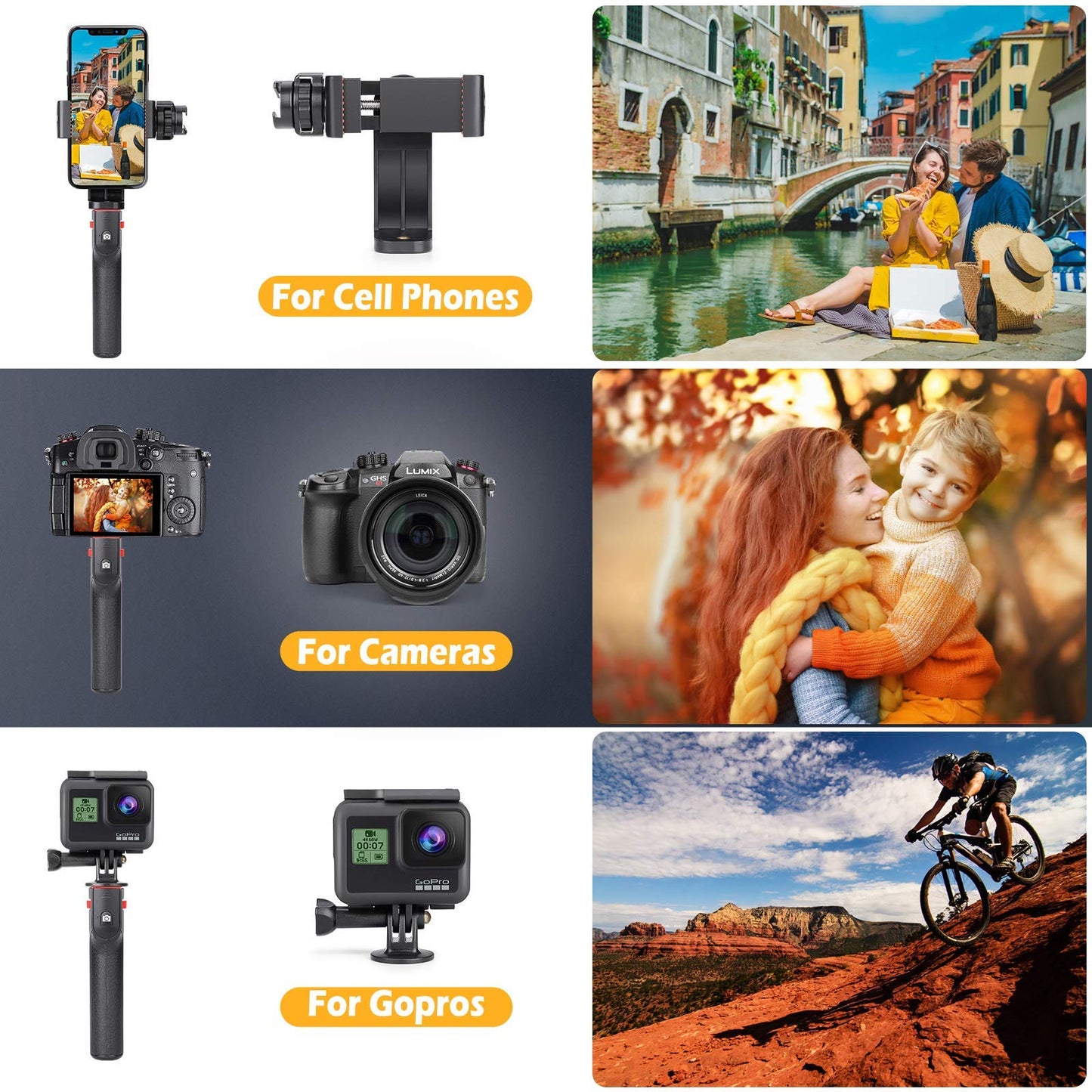 zeadio 2-in-1 Smartphone Video Rig, Wireless Grip Stabilizer Cellphone Tripod Mount Holder with Remote Shutter for All Smartphones