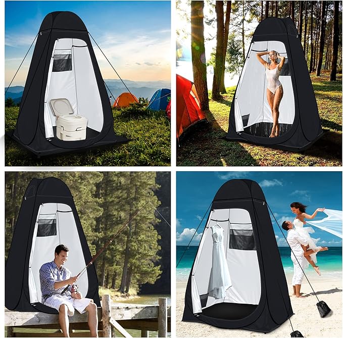 anngrowy Shower Tent Pop-Up Privacy Tent Camping Portable Toilet Tent Outdoor Camp Bathroom Changing Dressing Room Instant Privacy Shelters for Hiking Beach Picnic Fishing Potty, Extra-Tall, UPF 50+