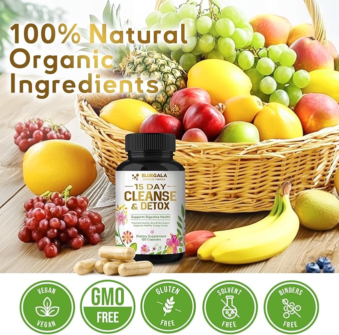 Colon Cleanse, 15 Day Cleanse, with Natural Ingredients such as Senna Leaf, Cascara Sagrada Bark and Psyllium Husk Powder, Supports Gut and Digestive System, Non-GMO, For Men and Women, 120 Capsules