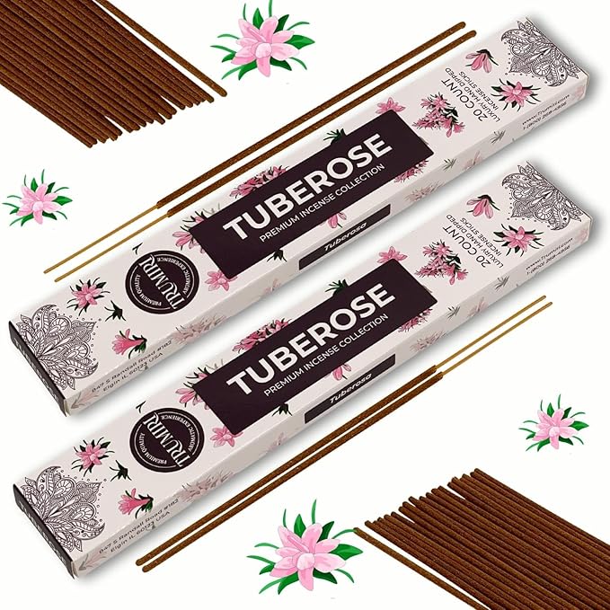 Tuberose Incense Sticks - Total 40 Insence-Sticks - Dual Pack of 20 Insense - Inciensos - Inscents - Natural Non Toxic Ingredients - Incents - Incence - Inscense - Insents