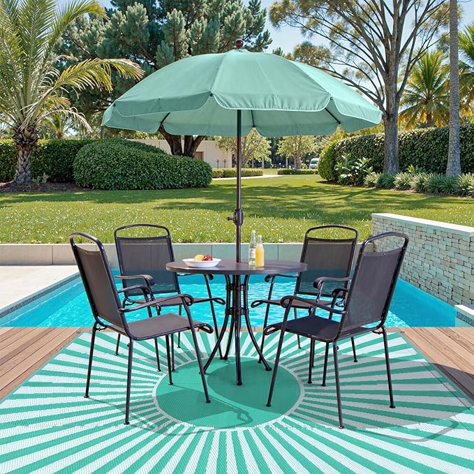 Anidaroel Outdoor Plastic Straw Rug, 6x9ft Waterproof Outdoor Rugs for Patios Clearance, Reversible Camping Rugs for Outside RV, Large Outdoor Area Rug for Backyard, Garden (Green, 6'x9')
