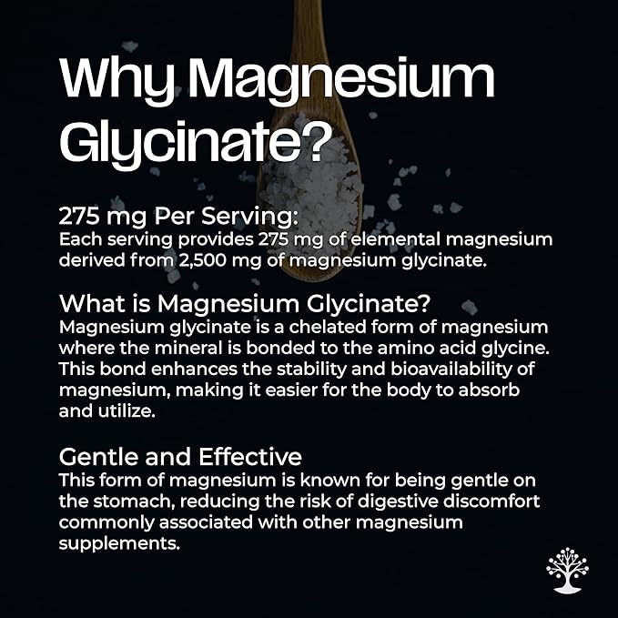 Magnesium Glycinate - High Absorption Magnesium Supplement for Sleep, Relaxation - Chelated - Gluten Free - 120 Vegan Capsules