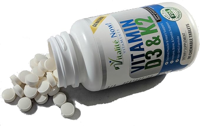 Best Vitamin D3 2000 IU + K2 - Optimized Absorption in Best Form MK7 for Lung Health, Strong Bones & Healthy Heart - All Natural - Cherry Flavor - 90 Chewable Tablets - 3 Month Supply!
