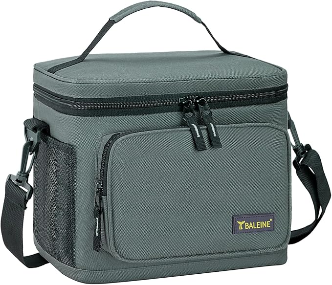 BALEINE Insulated Lunch Bag for Men Women, 22 Can Leakproof Cooler Bag with Adjustable Shoulder Strap for Work Picnic, Lunch Box for Women Men (Large, Grey)