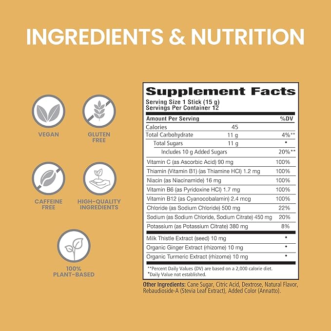 Himalaya PartySmart Orange Electrolytes Powder Packets, 12 Count, Supports Hydration, Rehydrate with Sodium & Potassium, Vitamin C & More, Antioxidant Recovery Blend Milk Thistle, Ginger & Turmeric