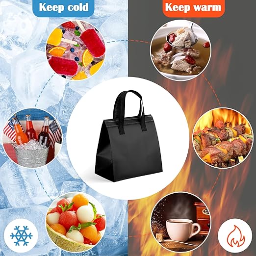 300 Pcs Insulated Take Away Bags Bulk Thermal Insulation Food for Coffee Milk Tea Hot Cold Food Fresh Seafood Cooler Pizza Delivery Bags for Catering Restaurant Grocery (Black)