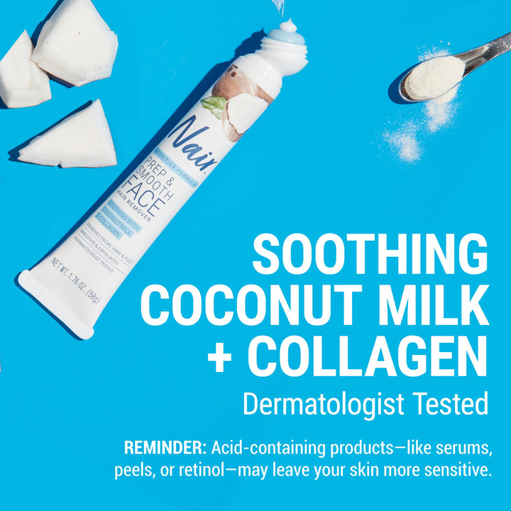NAIR Exfoliating Facial Hair Removal Cream for Women - Smooth Skin Solution with Collagen for Sensitive Skincare