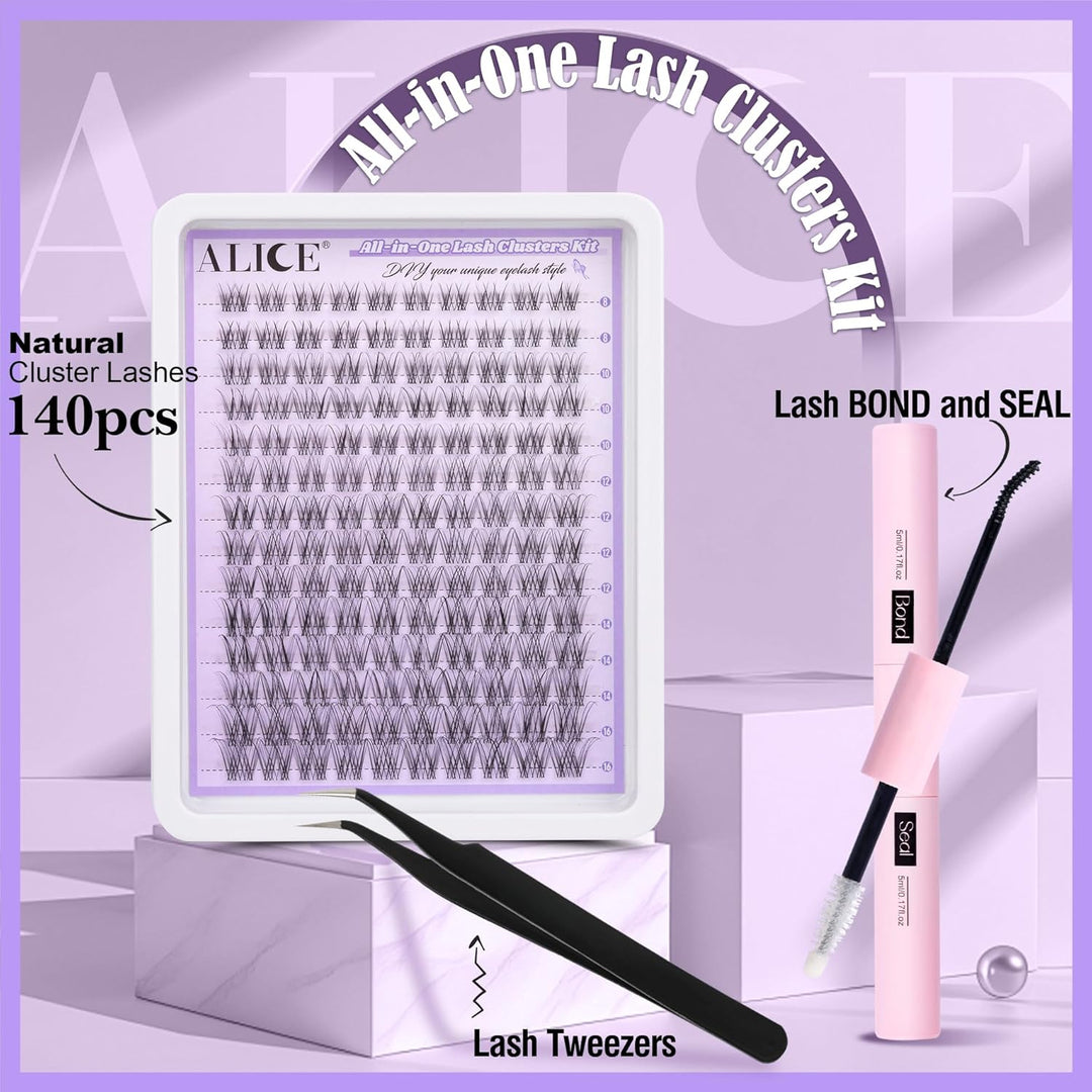 ALICE DIY Natural Lash Clusters | Wispy Anime Cat Eye | 10-16mm, 144 Pcs