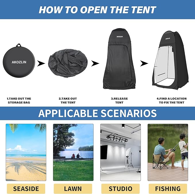 AKOZLIN Portable Pop Up Shower Tent Instant Privacy Dressing Changing Tent Outdoor Shower Room Camp Toilet Tent