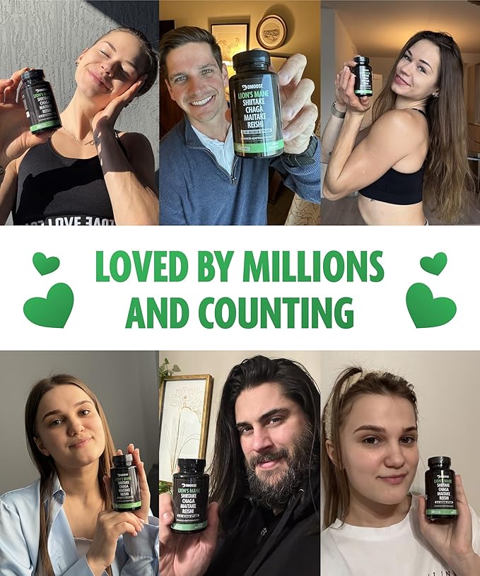 Lions Mane Mushroom Complex, 5 in 1 Adaptogenic Blend - Lionsmane, Chaga, Maitake, Shiitake and Reishi Extract Capsules - Nootropic Mushroom Supplement for Memory, Focus and Immune Support