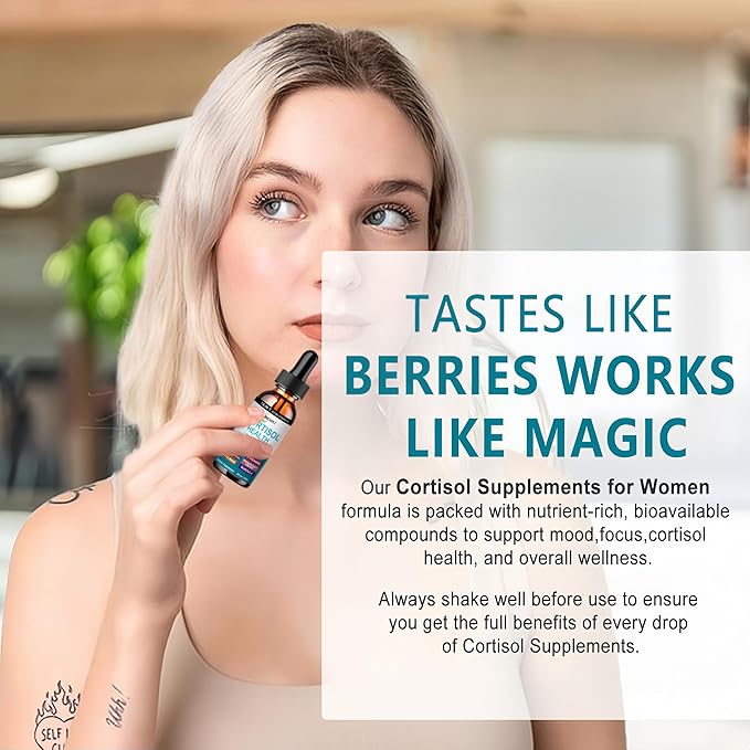 Cortisol Supplements for Women,19-in-1 Cortisol Supplement Liquid Drops w/Magnesium,L-Theanine,Ashwagandha,Omega-3, High Absorption Hormone Balanced for Women Drops - Sleep Focus Mood, Non-GMO