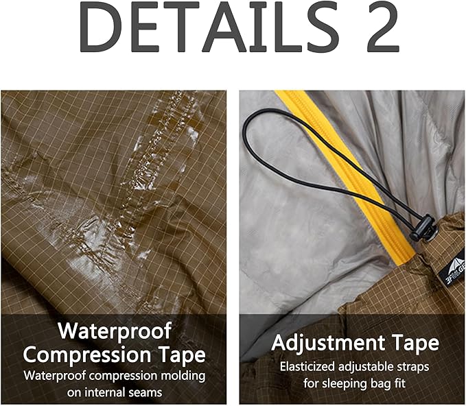 3F UL Gear Sleeping Bag Feet Waterproof Cover, Lightweight Tear Resistance Waterproof Cover with Adjusting Tape & Waterproof Press-Glue for Botton of Sleeping Bag, 0.22LBS