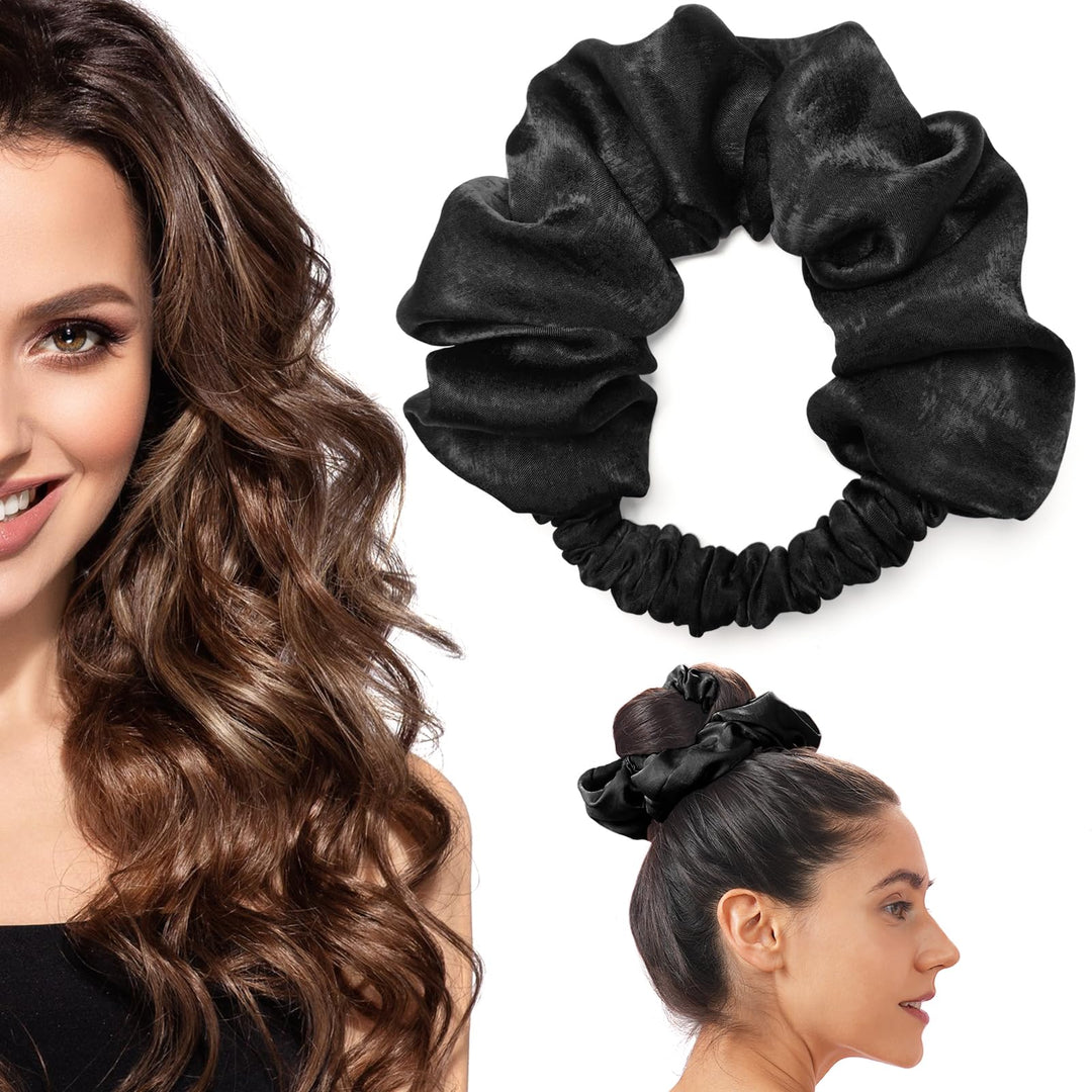 BLINKEEN Velvet Heatless Curling Scrunchie, No Heat Curls for Long Hair, Soft Sleep-in Hair Roller (Black, 1 Count)