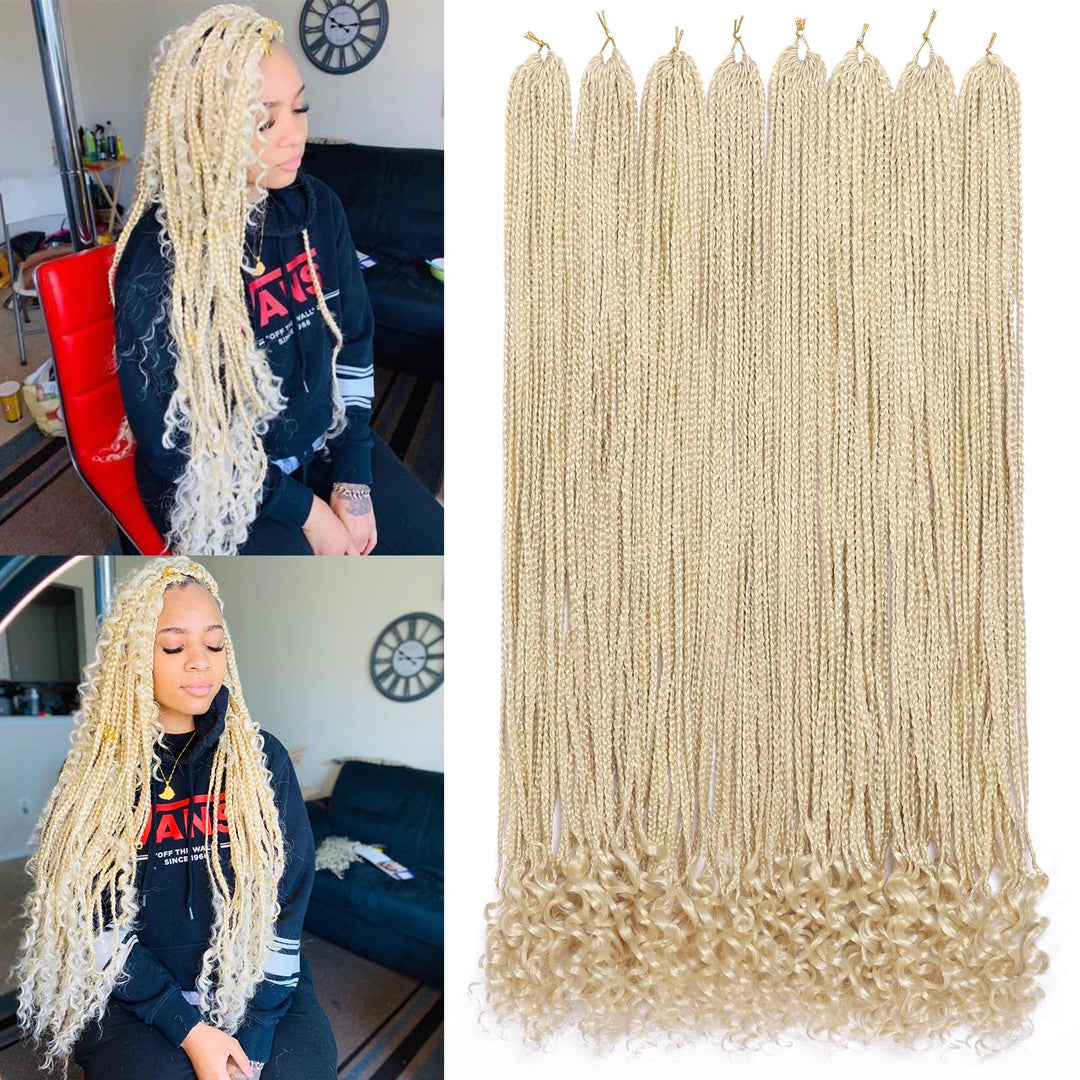 8 Packs 30 Inch Crochet Box Braids Hair With Curly Ends 613 Pre Looped Crochet Braids Box Braids Crochet Hair Goddess Box Braids