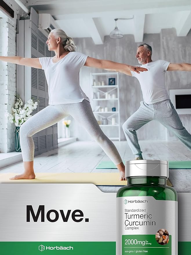 Horbäach Turmeric Curcumin Supplement 2000mg | 90 Capsules | Complex with Black Pepper | Non-GMO, Gluten Free