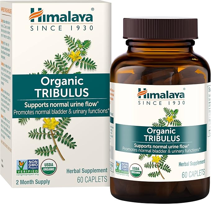 Himalaya Organic Tribulus Terrestris, Herbal Supplement for Urinary Support and Flow, Bladder Function, Prostate Support, Stamina, Male Energy, Non-GMO, USDA Organic, Vegan, 688 mg, 60 Caplets