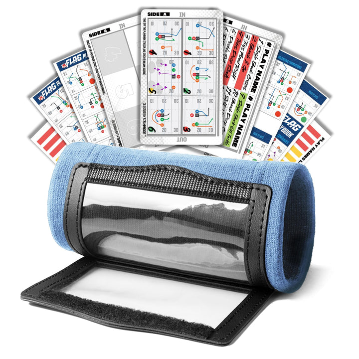 1NMORE Football Wristbands with Playbook System,Wrist Coach for Youth,Softball Wristbands with Tactics Stickers & Cards Sky Blue