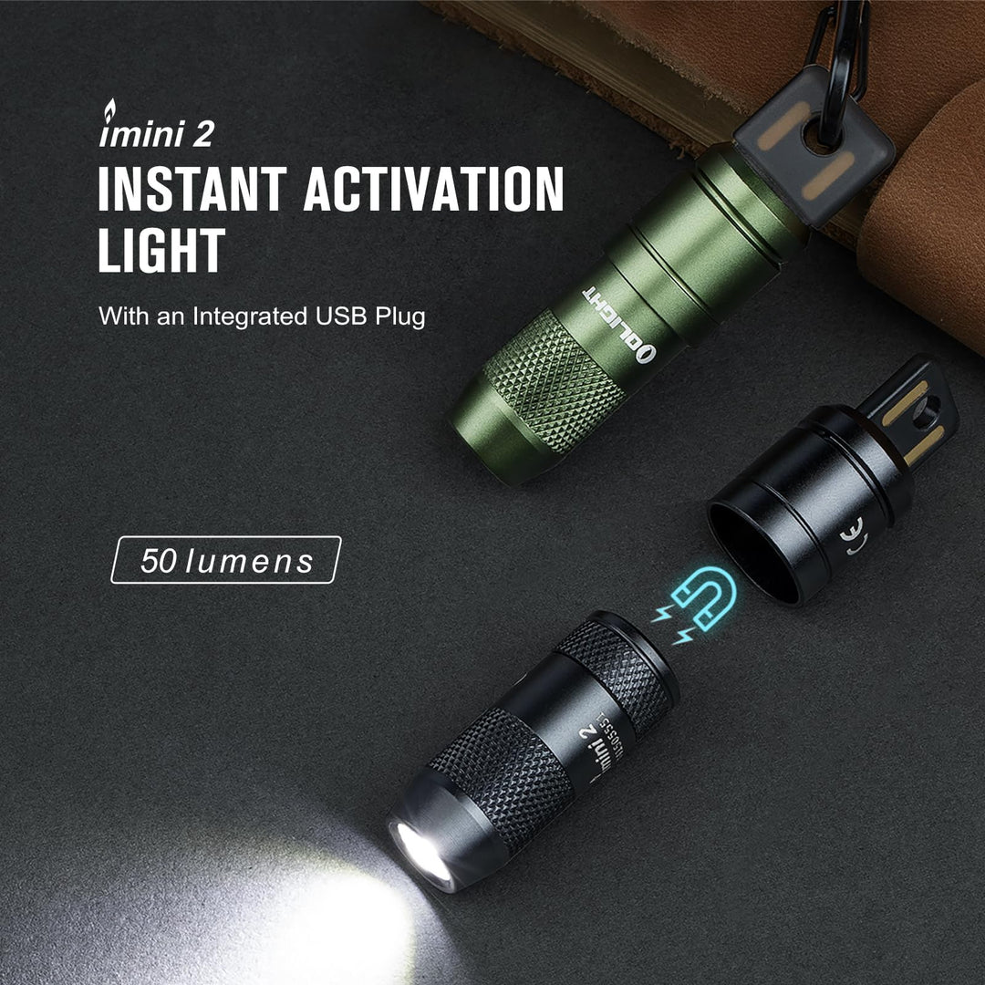 OLIGHT IMINI 2 EDC Rechargeable Keychain Flashlight Bundle with Diffuse EDC Flashlight
