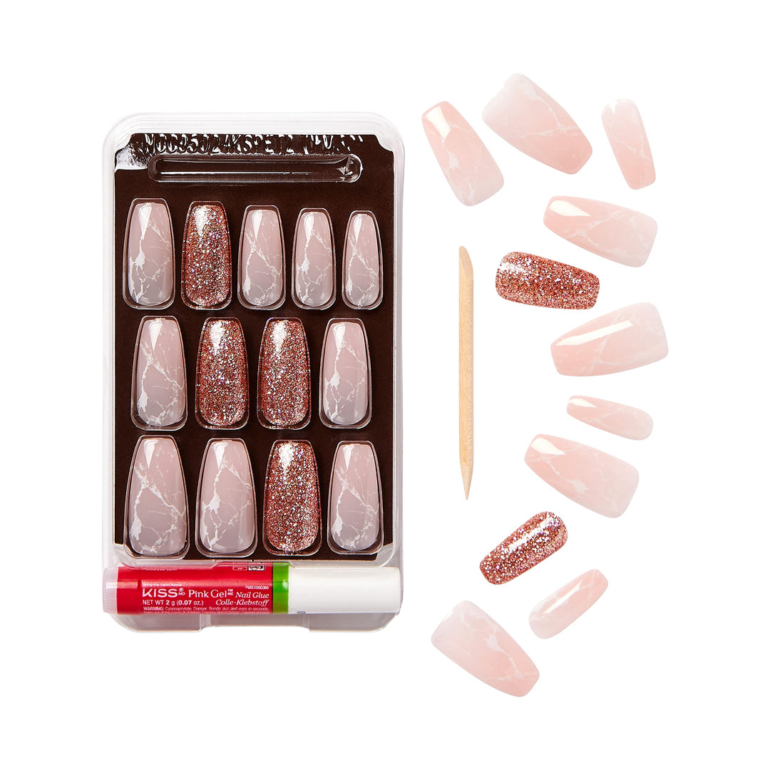 Gold Finger Full Cover Nails 24 False Nails Long Length