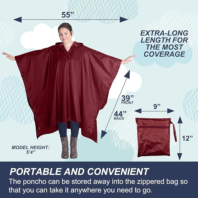 Heavy Duty Rain Poncho for Backpacking, Waterproof Lightweight for Adults, Military, Emergency, Camping, Men, Women