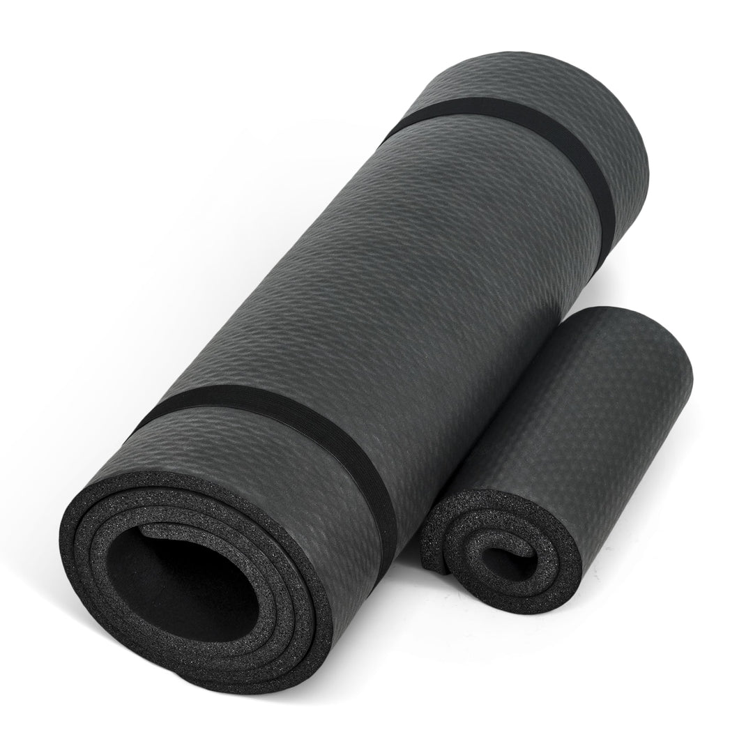 CAP High Density Exercise Yoga Mat with strap and Knee Pad 71"x24"x1/2" BLACK