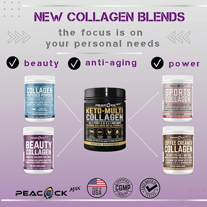 Beauty Collagen Peptides Grape Seed Extract Biotin Pasture Raised Bovine Bamboo Extract Vitamin A C D3 E Copper (24.54 oz (Pack of 2))