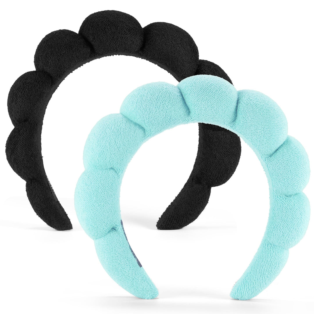 Ztomine Spa Headbands For Washing Face Or Facial, Set Of 2 Skincare Headbands, Terry Cloth Headband Wash Combo Pack - Puffy Make