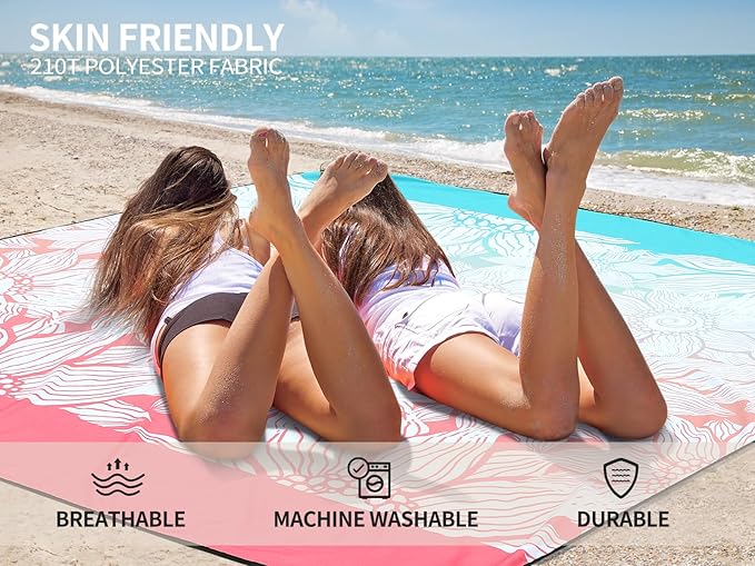 Beach Blanket Waterproof Sandproof Extra Large Beach Mat 79" X 83"/120"x108"for 1-8 Adults Quick Drying Durable Outdoor Picnic Mat for Beach Travel Camping Hiking