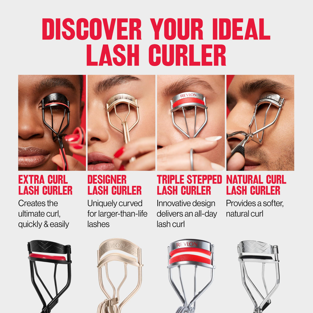 Revlon Extra Curl Lash Curler, Gives an All Day Dramatic Eyelash Look, with Non-Slip Finger Grips, Easy to Use, 1 Count