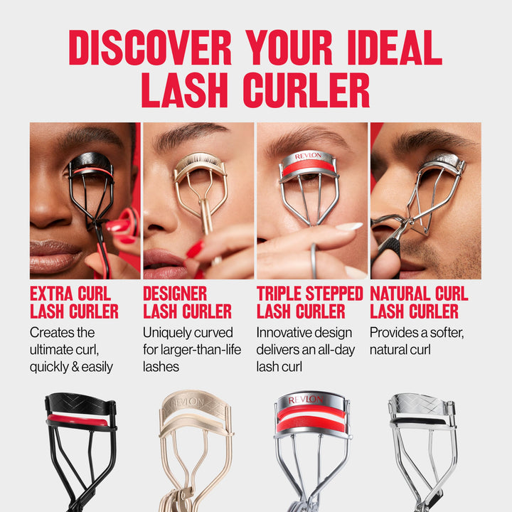 Revlon Extra Curl Lash Curler, Gives an All Day Dramatic Eyelash Look, with Non-Slip Finger Grips, Easy to Use, 1 Count