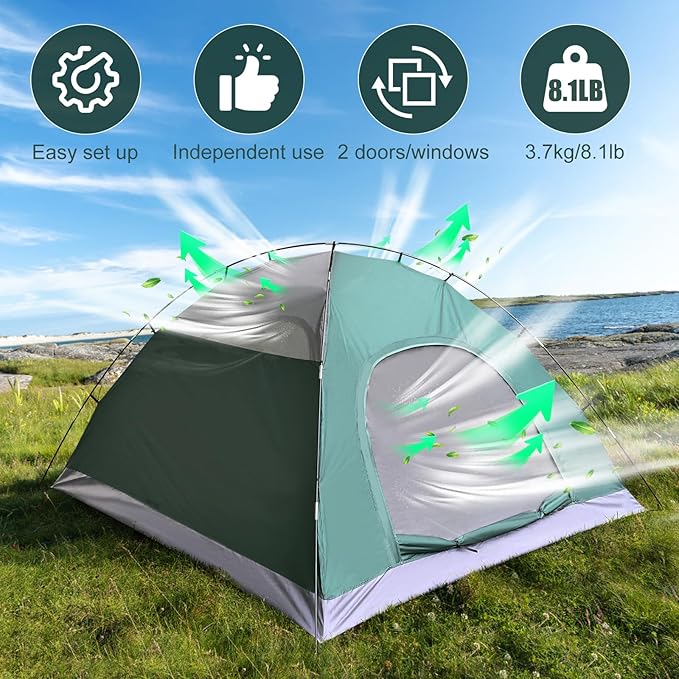 3-in-1 Instant Pop Up Tents for Camping, 2/4/6 Person Camping Tent,60s Automatic Quick Easy Setup Tent, Waterproof Stand Up Family Tents for Camping,Outdoor, Hiking,Beach