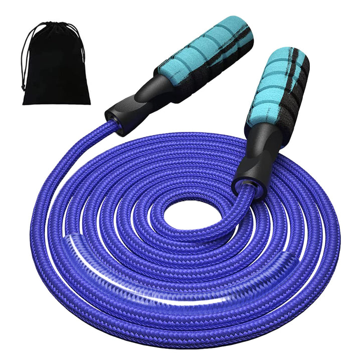 FITMYFAVO Jump Rope Cotton Adjustable Skipping Weighted jumprope for Women，Adult and Children Athletic Fitness Exercise Jumping Rope (Blue)