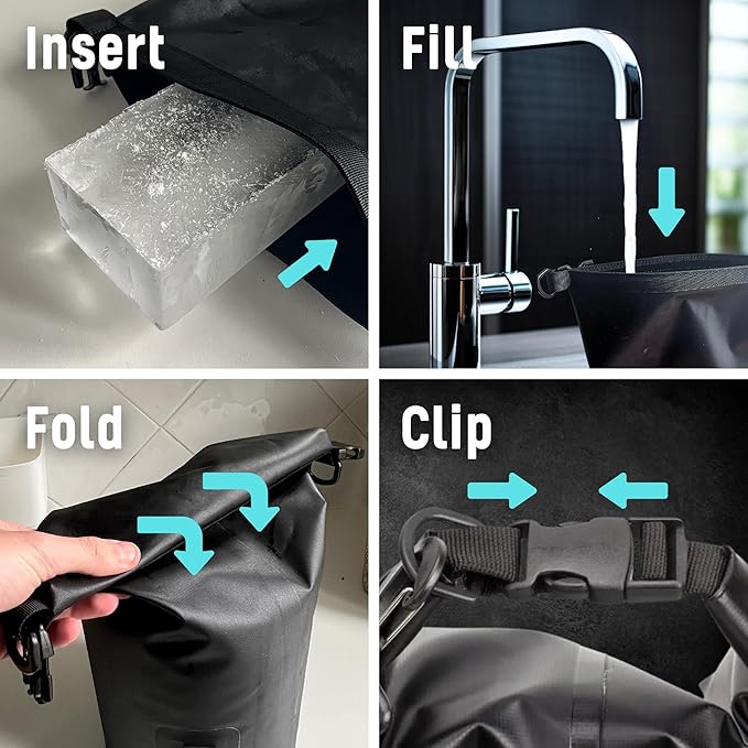 Alaskey® Ice Bath Shower - Hot or Cold Shower Bag with Ice Block - Your Portable Cold Shower System, Ideal for Camping Shower, Cold Therapy Routine, Muscle Recovery, and More...