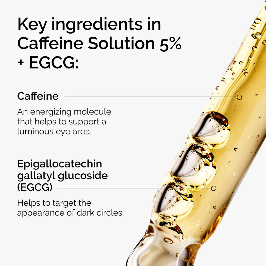 The Ordinary Caffeine Solution 5% + EGCG, Depuffing Eye Serum for Dark Circles and Tired Eyes, 1 Fl Oz