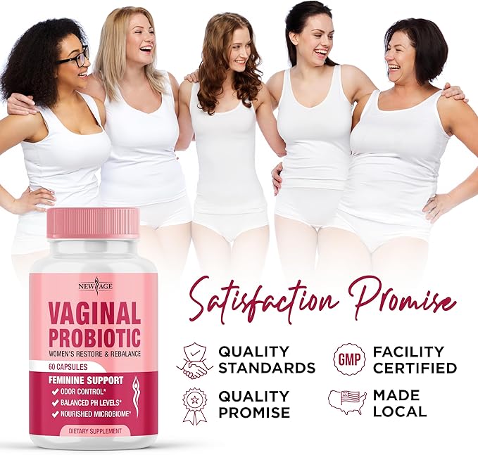 NEW AGE Vaginal Probiotics for Women with Prebiotics, Cranberry Extract, and a Lactobacillus Probiotic Blend, Supports Healthy pH Balance, Odor Control, Vaginal Flora - 180 Capsules