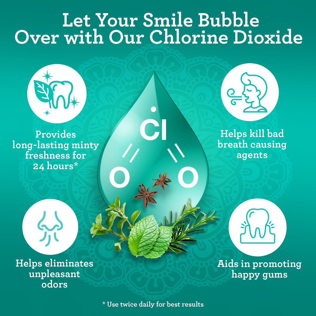 GuruNanda Fresh Breath Mouthwash, ADA-Accepted, Alcohol & Fluoride-Free, Sodium Chlorite, Essential Oils & Vitamins, 12-Hrs Fresh Breath, Wild Mint, 16 oz