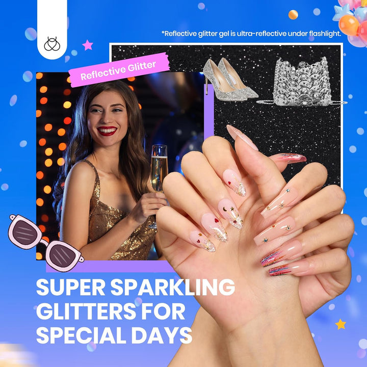 Beetles 36-Color Gel Nail Polish Set | Sparkle & Glitter | Manicure Kit for Women