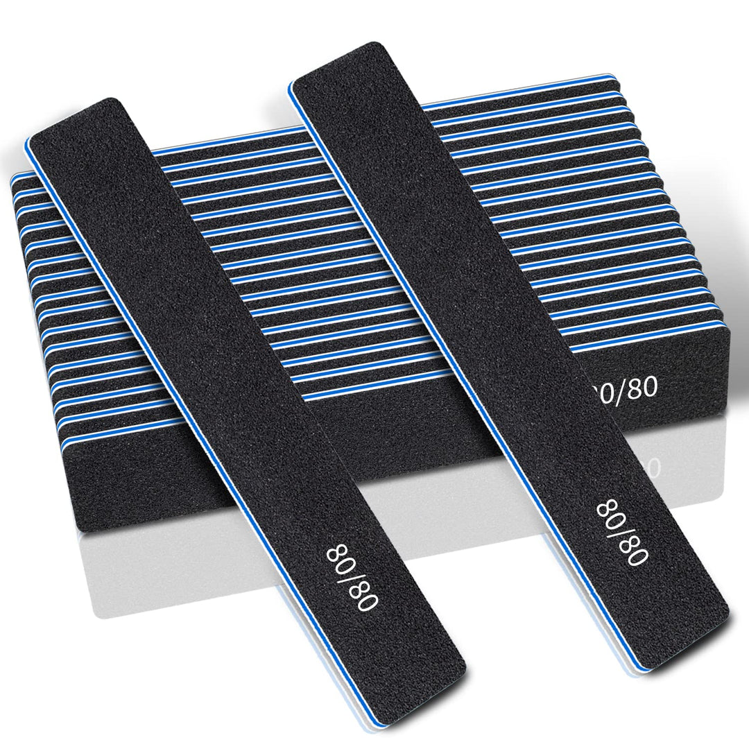 12 Pcs Nail File 80/80 Grit Nail Files For Acrylic Nails & Gel Nails, Double Sided Emery Board For Nails, Professional Nail File