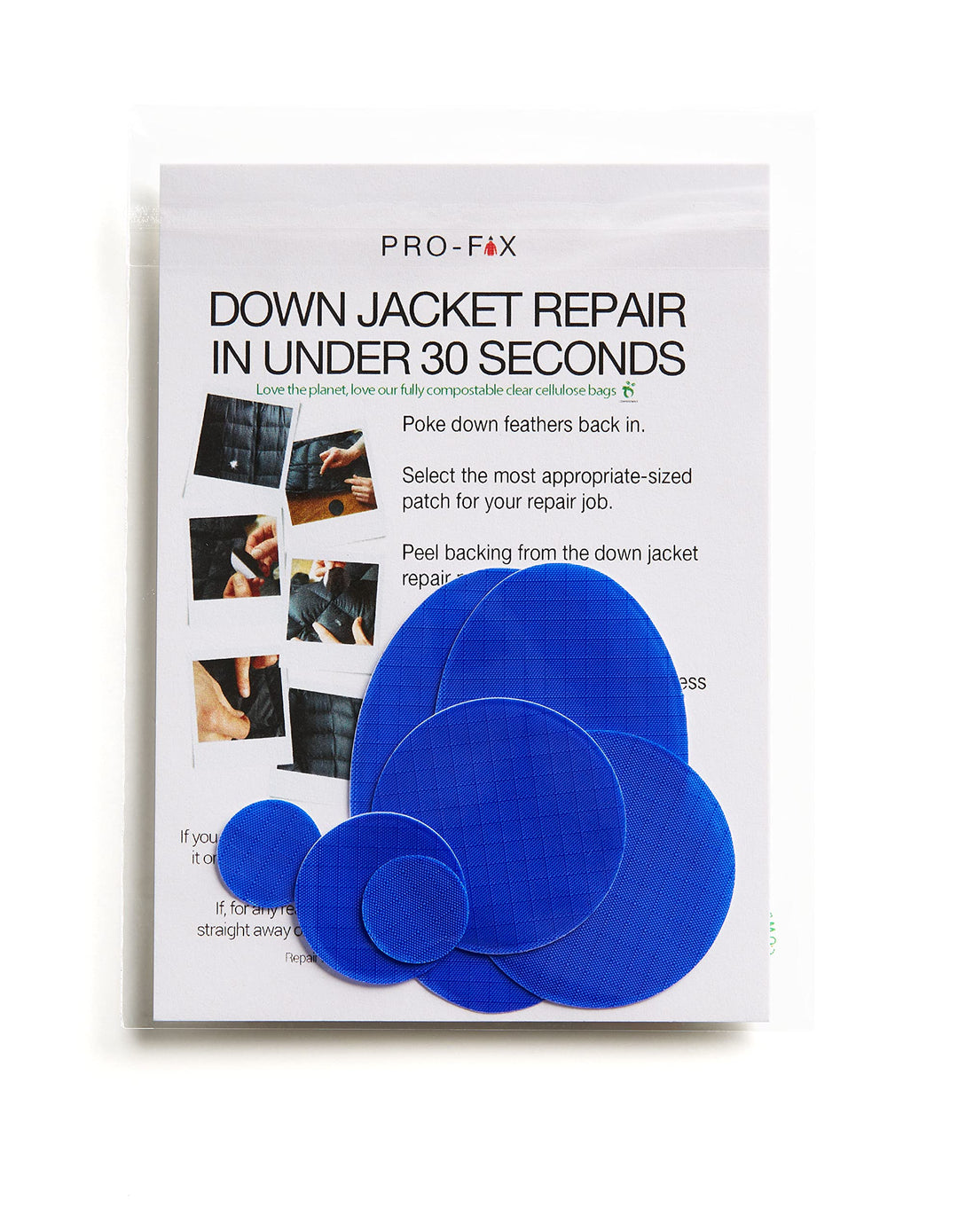 Pro Fix Down Jacket Repair Patches Easy to Use, Pre-Cut, Self-Adhesive, Waterproof, Tear-Resistant Rip-Stop Nylon Fabric Patches for Jackets, Down Jacket Patches - Outdoor Gear Patches (Royal Blue)