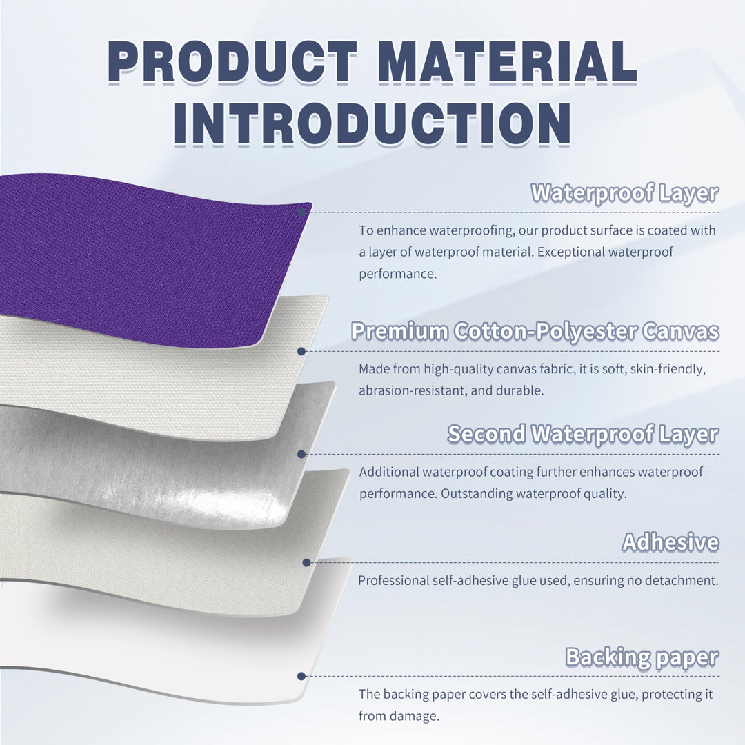 Azobur 2 Pieces Waterproof Extra Large Canvas Repair Tape, Boat Cover Repair Kit, Tent Repair Tape, Pop Up Canvas Repair Kit, Suitable for Various Fabric Repair (Dark Purple)