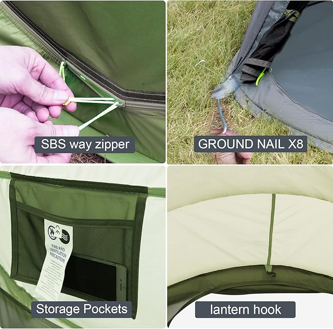 4 Person Easy Pop Up Tent Waterproof Automatic Setup 2 Doors-Instant Family Tents for Camping Hiking & Traveling