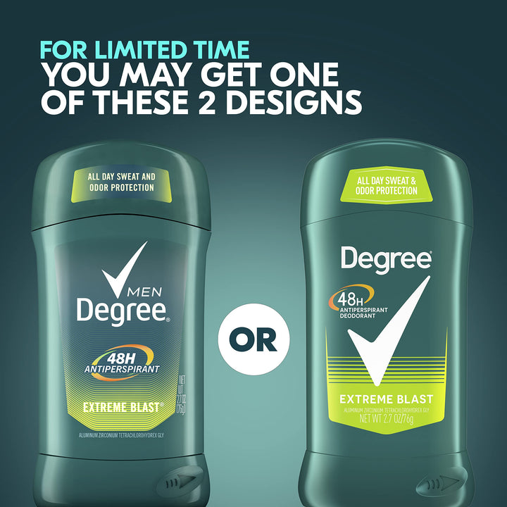 Degree Men Original Protection Antiperspirant Deodorant 48-Hour Sweat & Odor Protection Extreme Blast Antiperspirant For Men 2.7 oz, Twin Pack (Pack of 2)