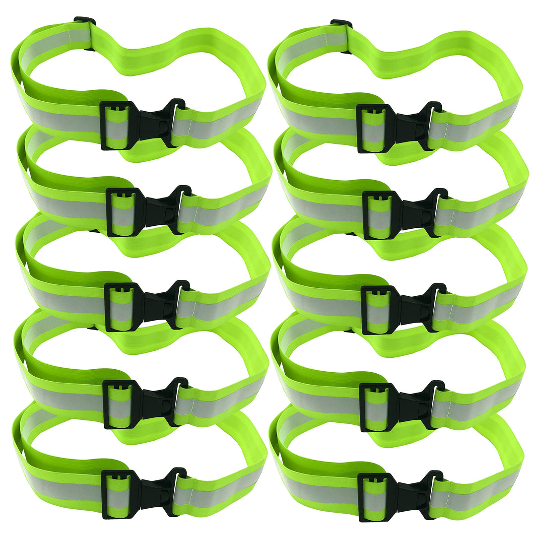 HiVisible 10 Reflective Belt for Running Army PT Belt Reflective Running Gear (10 x Green Belt)